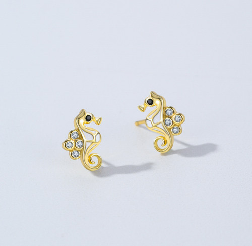 Orecchini in argento personalizzati da donna | Orecchini a forma di cavalluccio marino in argento sterling 925 di alta qualità