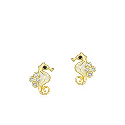 Brincos de prata personalizados para mulheres | Brincos requintados de cavalo-marinho em prata esterlina 925