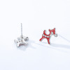 Orecchini all'ingrosso in argento sterling 925 con zirconi | Orecchini a perno con renna natalizia per donna in argento
