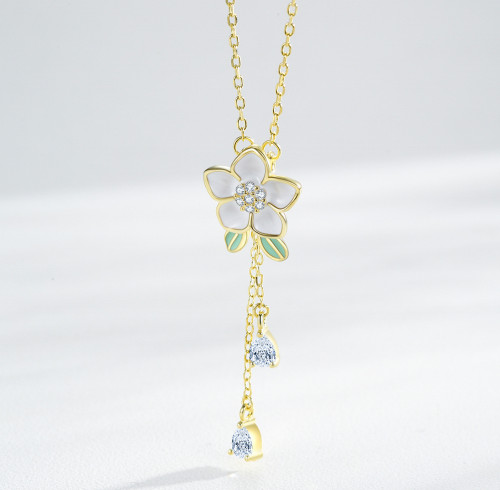 Collana personalizzata in argento sterling all'ingrosso | Collana con fiore in oro 18k per donna