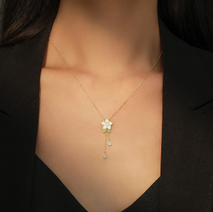 Collar de plata esterlina personalizado al por mayor | Exquisito collar de flores de oro de 18 quilates para mujer