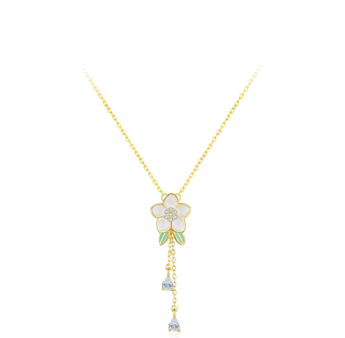 Collana personalizzata in argento sterling all'ingrosso | Collana con fiore in oro 18k per donna