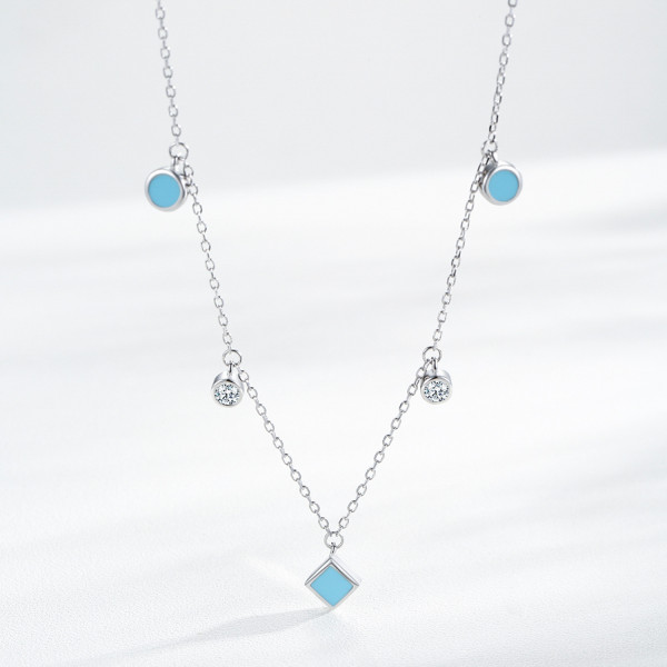 Collar con dije de plata 925 al por mayor | Collar de circonitas de lujo y ligero para mujer