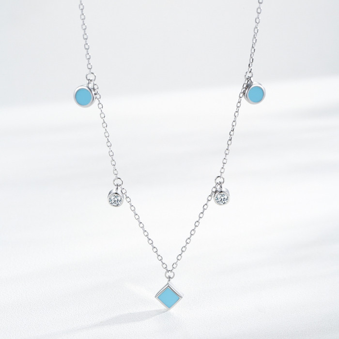 Collar con dije de plata 925 al por mayor | Collar de circonitas de lujo y ligero para mujer