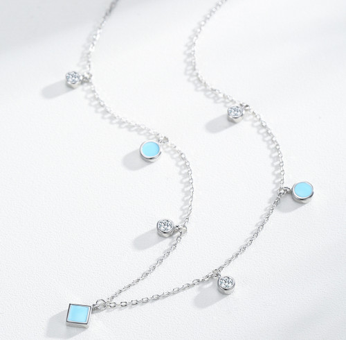 Collana con ciondolo in argento 925 all'ingrosso | Collana con zirconi leggeri e di lusso alla moda per donna