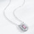 Customized Pink Square Zirconia Sunflower Necklace | Women 925 Silver Design Necklace