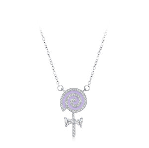 Nuevo collar de plata con forma de piruleta | Colgante de plata 925 estilo Ins para mujer
