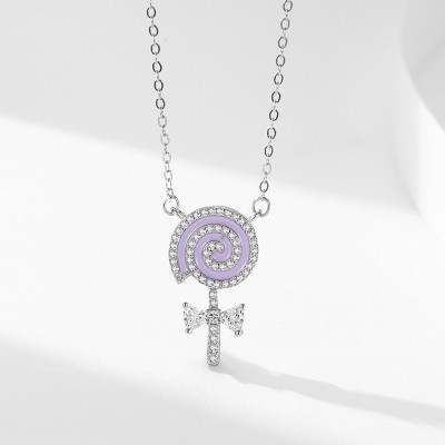 New Arrival Fashion Lollipop Silver Necklace | Ins Style 925 Silver Pendant Necklace For Women