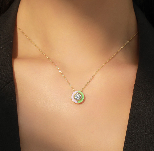 Manufacturers Wholesale 925 Silver Zircon Enamel Necklace | Gold Plated Silver Necklace For Women