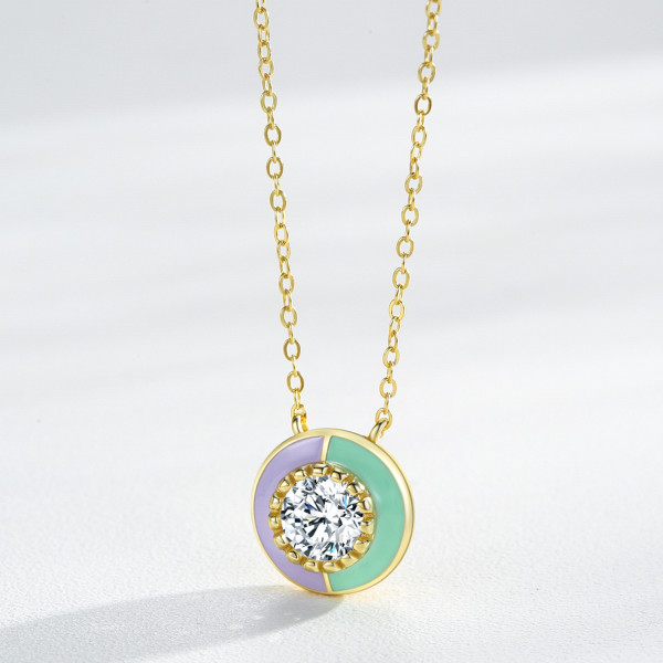 Manufacturers Wholesale 925 Silver Zircon Enamel Necklace | Gold Plated Silver Necklace For Women