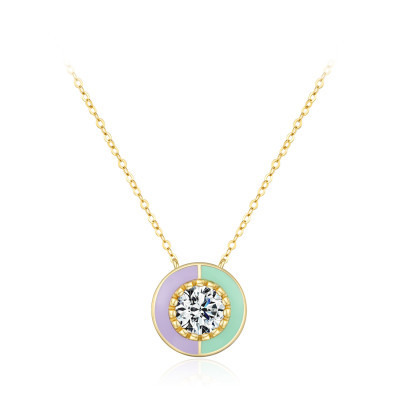 Manufacturers Wholesale 925 Silver Zircon Enamel Necklace | Gold Plated Silver Necklace For Women