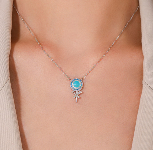 Wholesale Lollipop Silver Necklace Design | Exquisite Zircon Women's 925 Sterling Silver Necklace