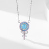 Collana in argento semplice all'ingrosso | Collana in argento sterling 925 con zirconi squisiti da donna