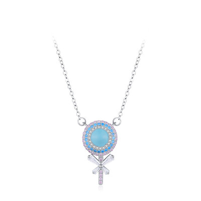 Wholesale Lollipop Silver Necklace Design | Exquisite Zircon Women's 925 Sterling Silver Necklace