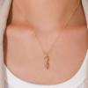 Collar con colgante de plata y circonitas en oro de 18 quilates personalizado | Collar clásico de plata de ley 925 para mujer