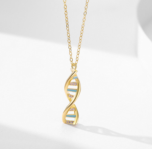 Collana con ciondolo in argento e zirconi in oro 18k personalizzata | Collana classica in argento sterling 925 per donna