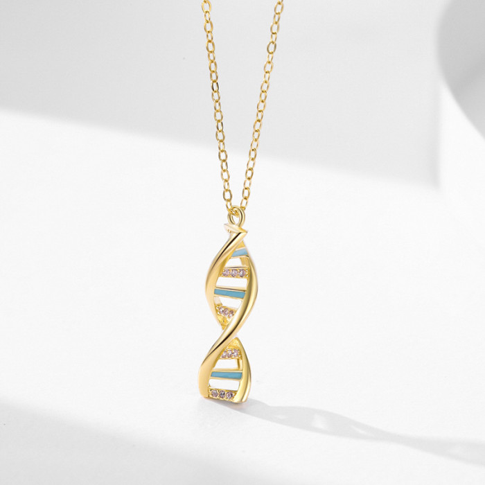 Collar con colgante de plata y circonitas en oro de 18 quilates personalizado | Collar clásico de plata de ley 925 para mujer