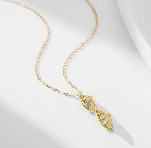 Collana con ciondolo in argento e zirconi in oro 18k personalizzata | Collana classica in argento sterling 925 per donna