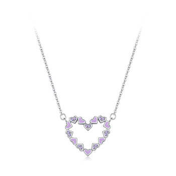 Wholesale Fashion 925 Silver Zircon Necklace | Popular Heart Shape Pendant Necklace For Girls