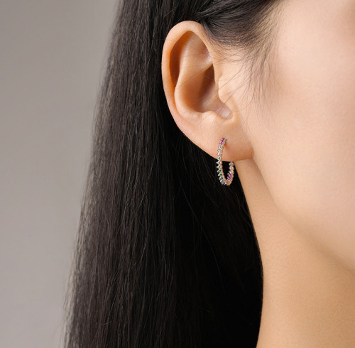 New Produce Simple Zircon Hoop Earrings | High End 925 Silver Earrings For Women