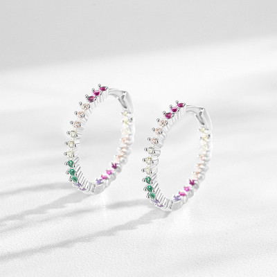 New Produce Simple Zircon Hoop Earrings | High End 925 Silver Earrings For Women