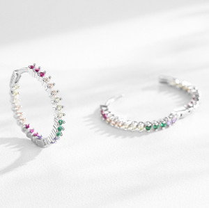 New Produce Simple Zircon Hoop Earrings | High End 925 Silver Earrings For Women