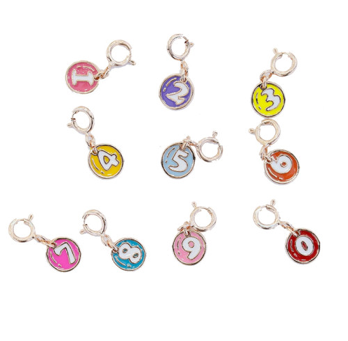 Ciondolo in argento sterling 925 all'ingrosso | Ciondolo per bambini con numero in smalto placcato oro rosa