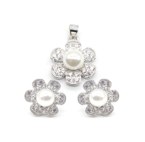 Set di gioielli da sposa in argento 925 con perle personalizzate | Set di gioielli classici in zircone per donna