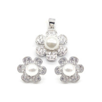 Custom Pearl Silver Bridal Jewelry Set | Classic Zircon Jewelry Set For Women