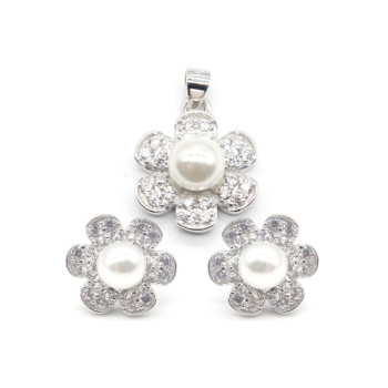 Custom Pearl 925 Silver Bridal Jewelry Set | Classic Zircon Jewelry Set For Women