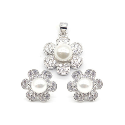 Custom Pearl 925 Silver Bridal Jewelry Set | Classic Zircon Jewelry Set For Women