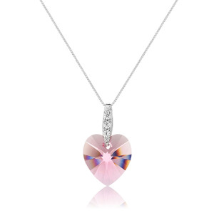 Collar de plata de ley 925 con cristales y diamantes de imitación al por mayor | Elegante collar con colgante de corazón para mujer