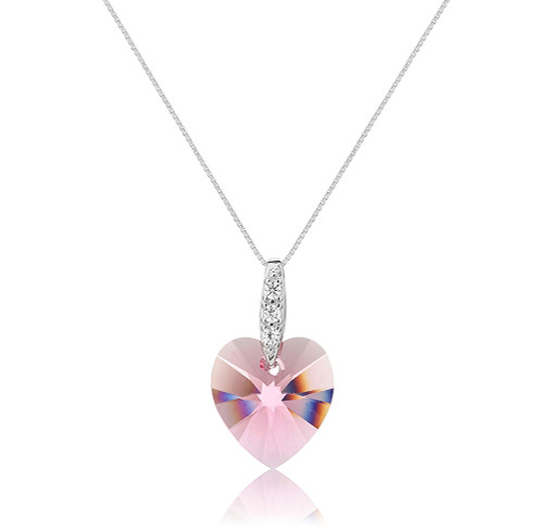 Collana all'ingrosso in argento sterling 925 con cristalli e strass | Elegante collana con ciondolo a forma di cuore da donna