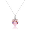 Collar de plata de ley 925 con cristales y diamantes de imitación al por mayor | Elegante collar con colgante de corazón para mujer