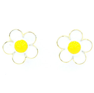 Brincos de prata banhados a ouro e esmalte por atacado | Brincos de prata femininos Exquisite Flowers