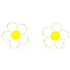Orecchini all'ingrosso in argento placcato oro e smalto | Orecchini a bottone in argento da donna con fiori squisiti