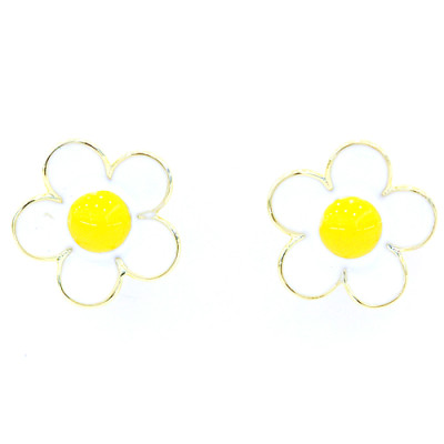 Wholesale Enamel Gold Plated Silver Earrings | Exquisite Flowers Womens Silver Stud Earrings