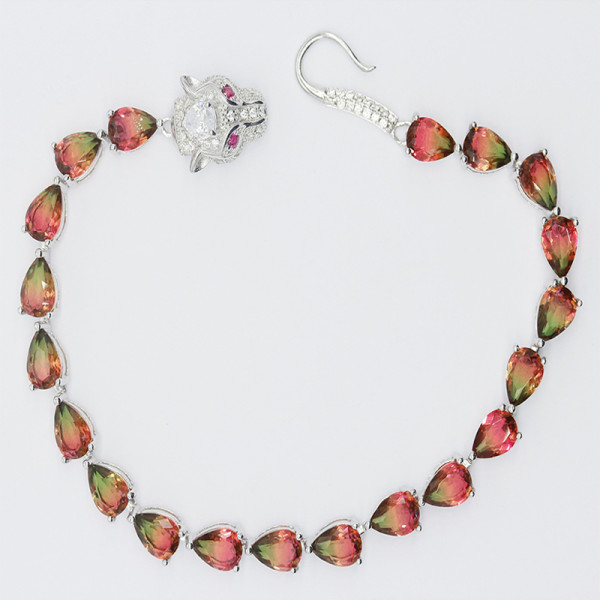 Pulsera elegante de lujo con circonitas en forma de gota de agua | Pulsera de plata 925 para mujer