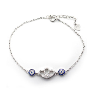 Elegante pulsera de plata de ley 925 con circonitas | Delicada corona de princesa, regalo para mujer