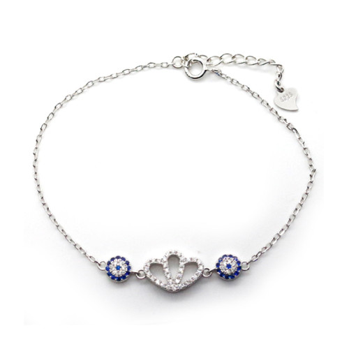 Elegante bracciale a corona in argento sterling 925 con zirconi | Delicato gioiello a forma di corona da principessa, regalo per donna