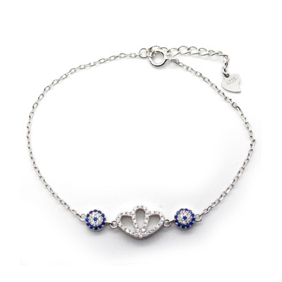 Elegant 925 Sterling Silver Zircon Crown Bracelet | Dainty Princess Crown Jewelry Gift for Women