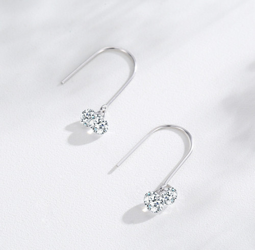 Nuovi orecchini in argento sterling 925 con zirconi | Deliziosi orecchini pendenti in argento da donna