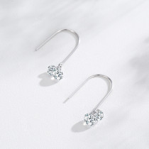 New 925 Sterling Silver Zircon Earrings | Exquisite Ladies Silver Drop Earrings