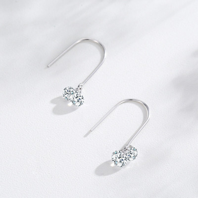 New 925 Sterling Silver Zircon Earrings | Exquisite Ladies Silver Drop Earrings