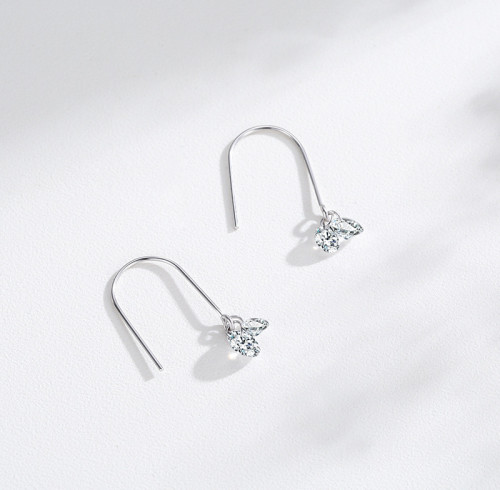 Nuovi orecchini in argento sterling 925 con zirconi | Deliziosi orecchini pendenti in argento da donna