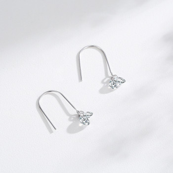 New 925 Sterling Silver Zircon Earrings | Exquisite Ladies Silver Drop Earrings