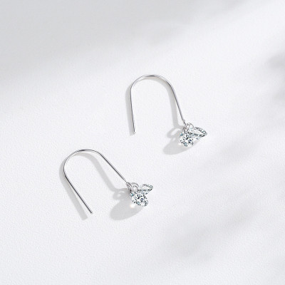 New 925 Sterling Silver Zircon Earrings | Exquisite Ladies Silver Drop Earrings