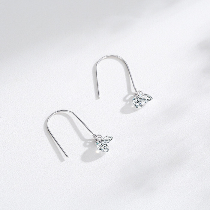 Nuevos pendientes de circonita en plata de ley 925 | Exquisitos pendientes colgantes de plata para mujer