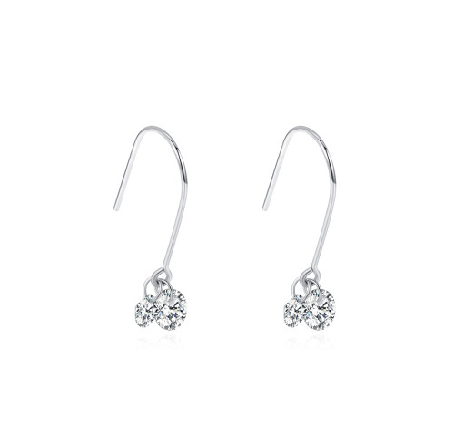 New 925 Sterling Silver Zircon Earrings | Exquisite Ladies Silver Drop Earrings