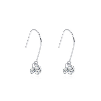 New 925 Sterling Silver Zircon Earrings | Exquisite Ladies Silver Drop Earrings